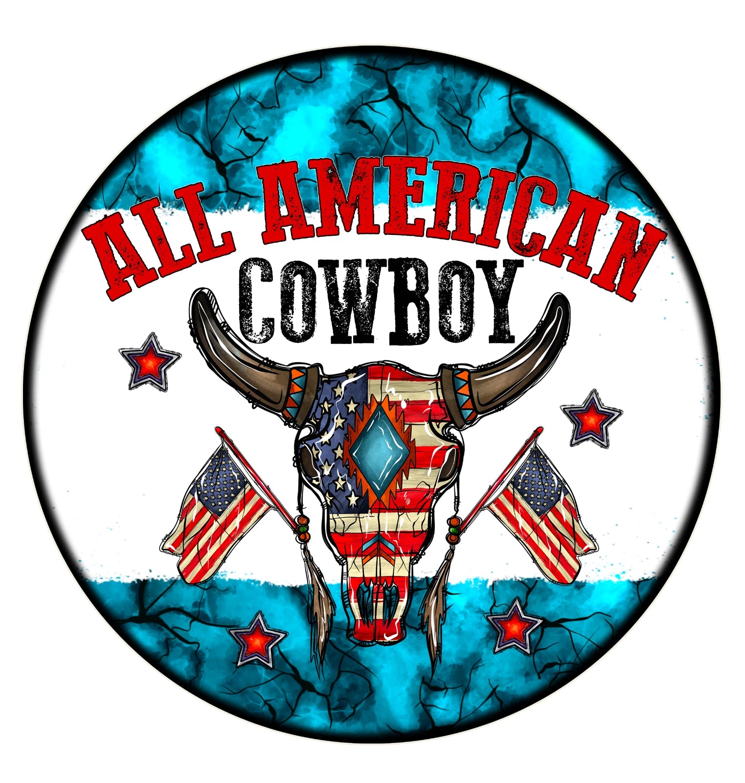 All American Cowboy Patriotic Wreath Sign