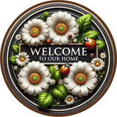 Welcome Home Daisy Ladybug Wreath Sign