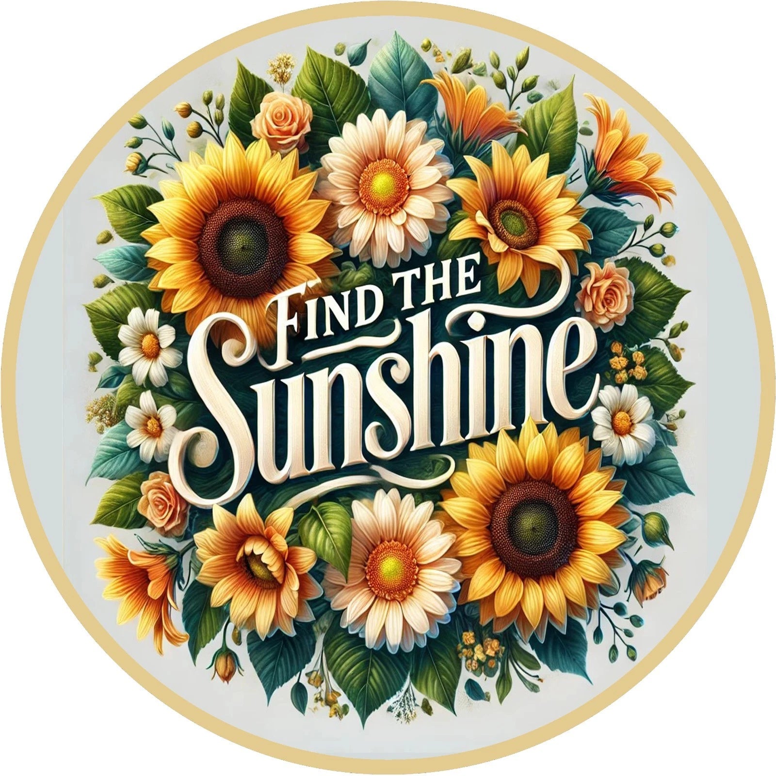 Find the Sunshine Sunflower Floral Wreath Sign