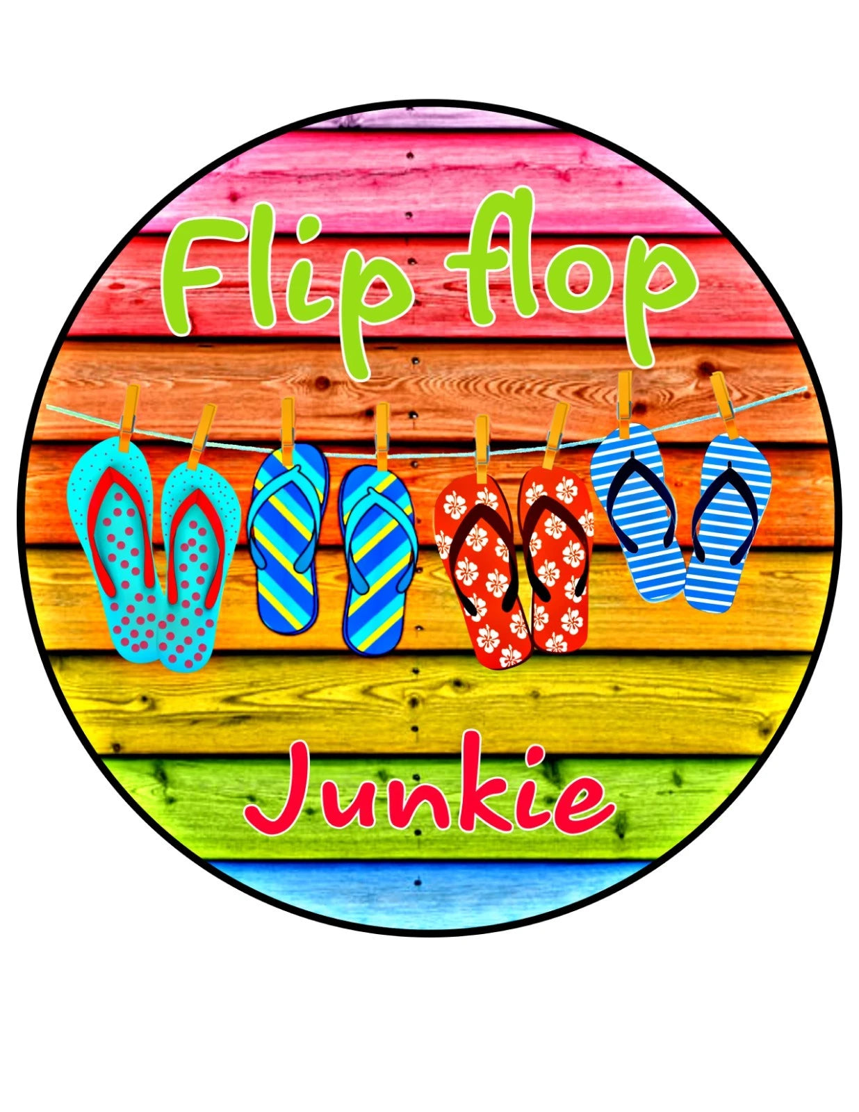 Flip Flop Junkie Beach Wreath Sign