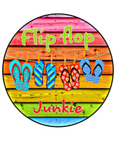Flip Flop Junkie Beach Wreath Sign