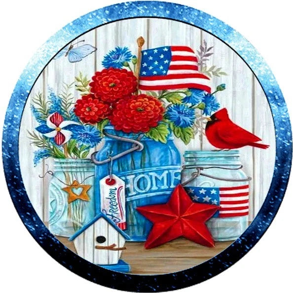 Patriotic Mason Jar Wreath Sign