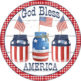 God Bless America Mason Jar Wreath Sign