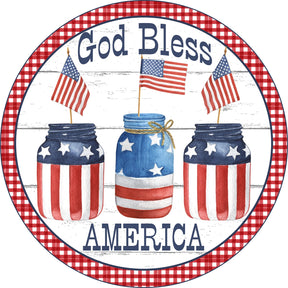 God Bless America Mason Jar Wreath Sign