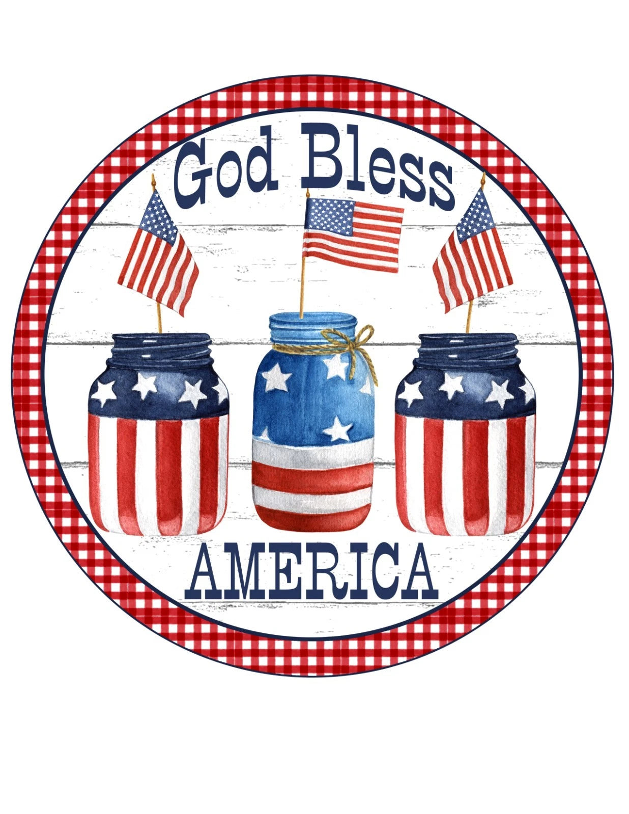 God Bless America Patriotic Mason Jar Wreath Sign