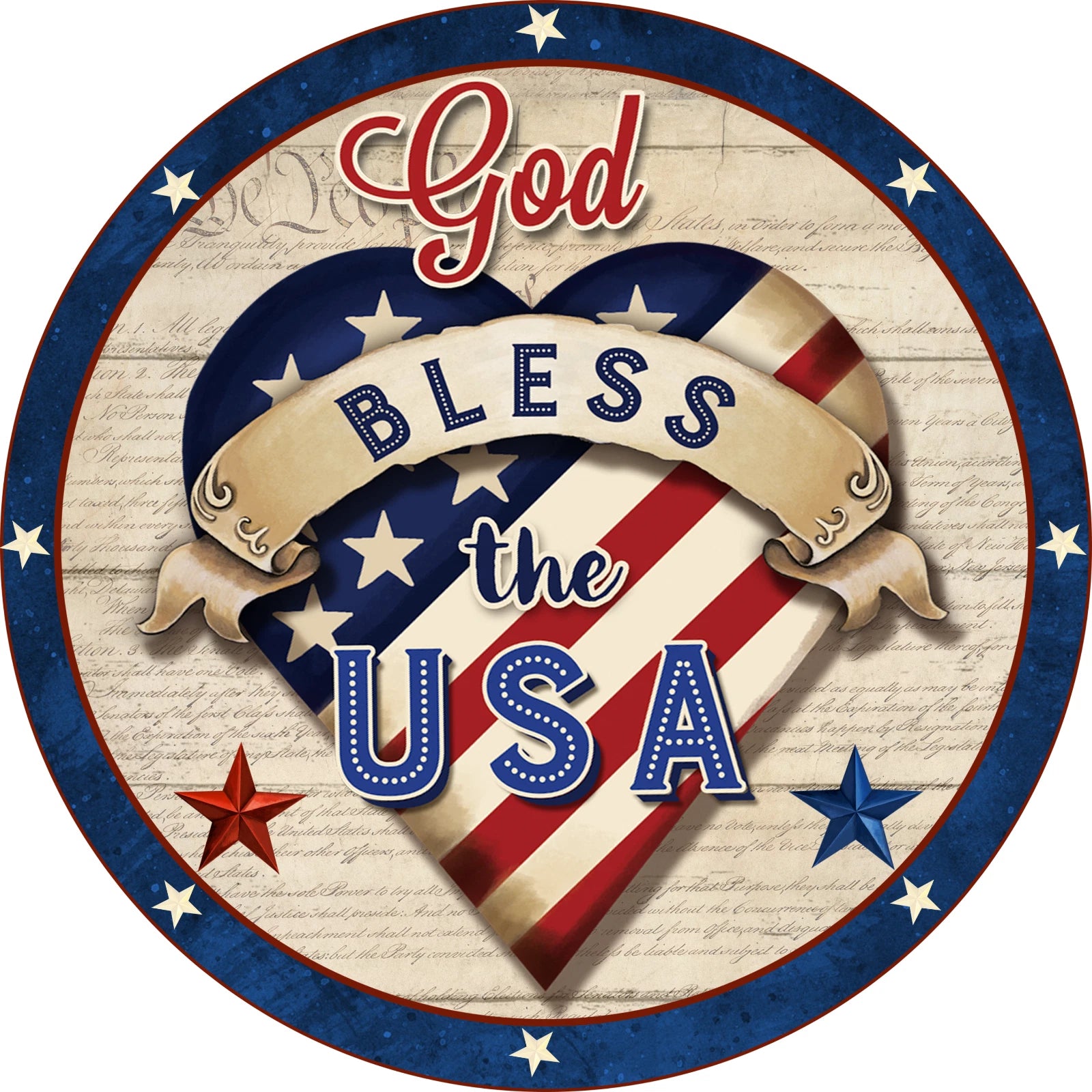 God Bless USA Patriotic Wreath Sign