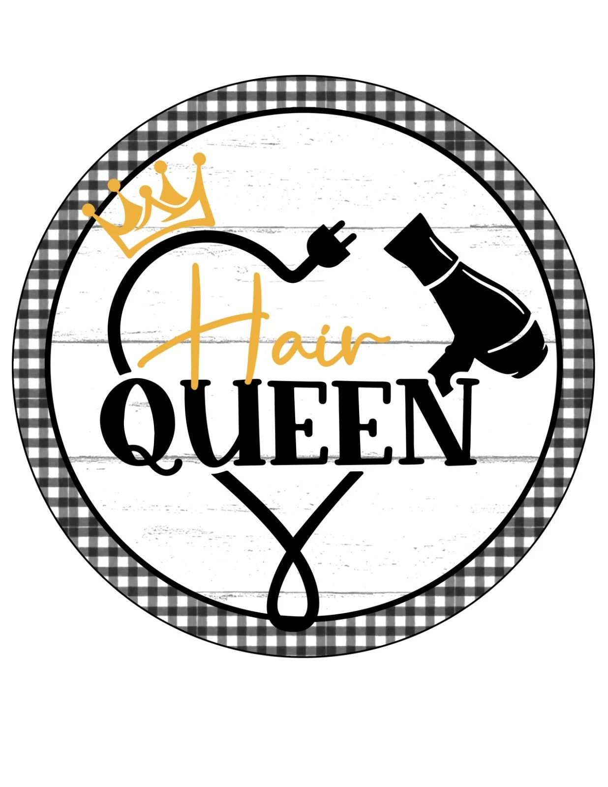 Hair Queen Round Aluminum Wreath Sign