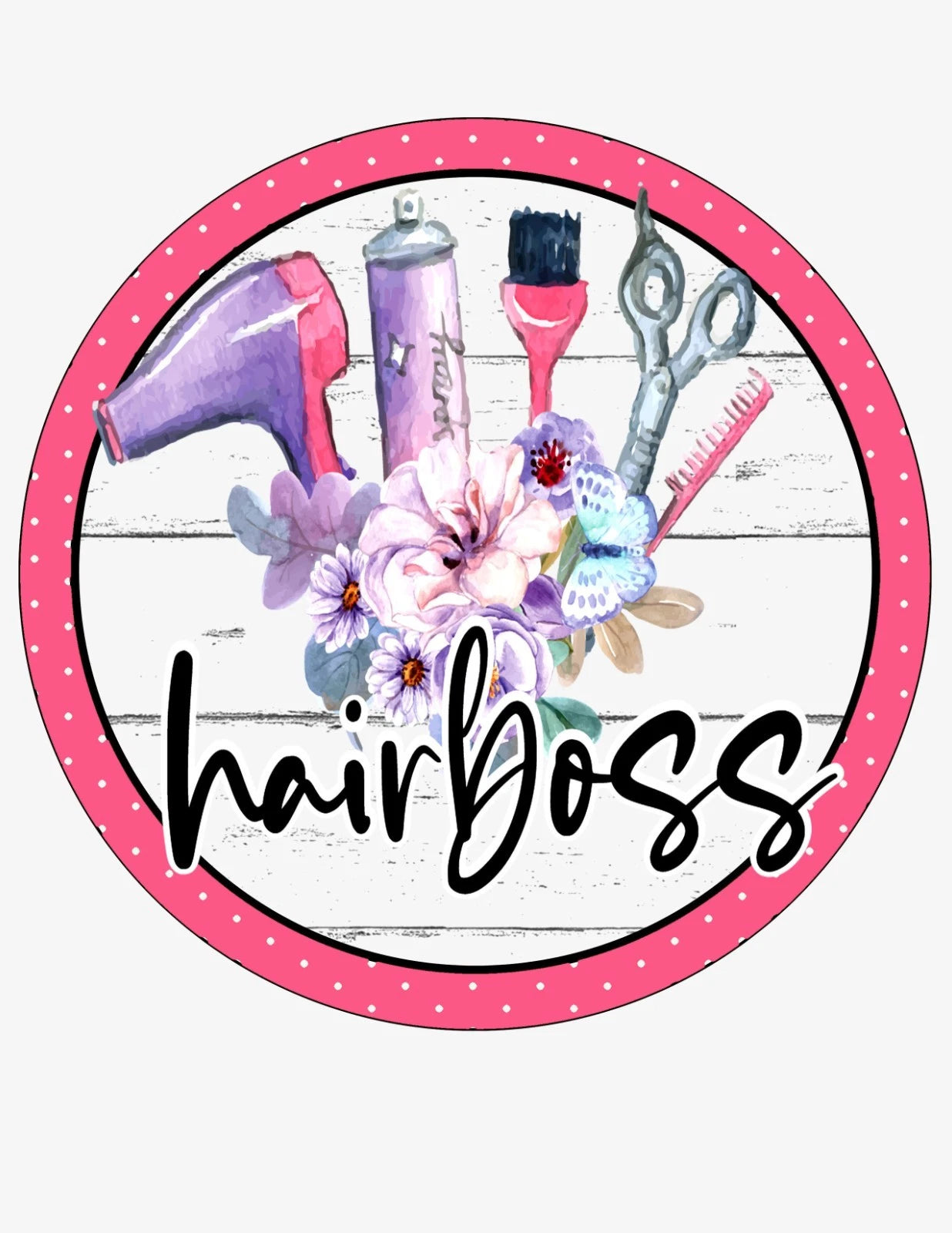 HairBoss Round Aluminum Wreath Sign