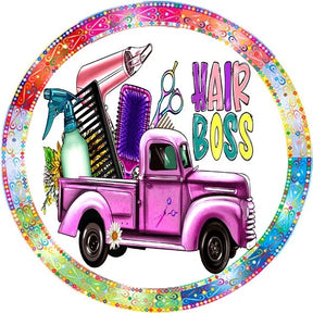 Hair Boss Vintage Truck Wreath Sign