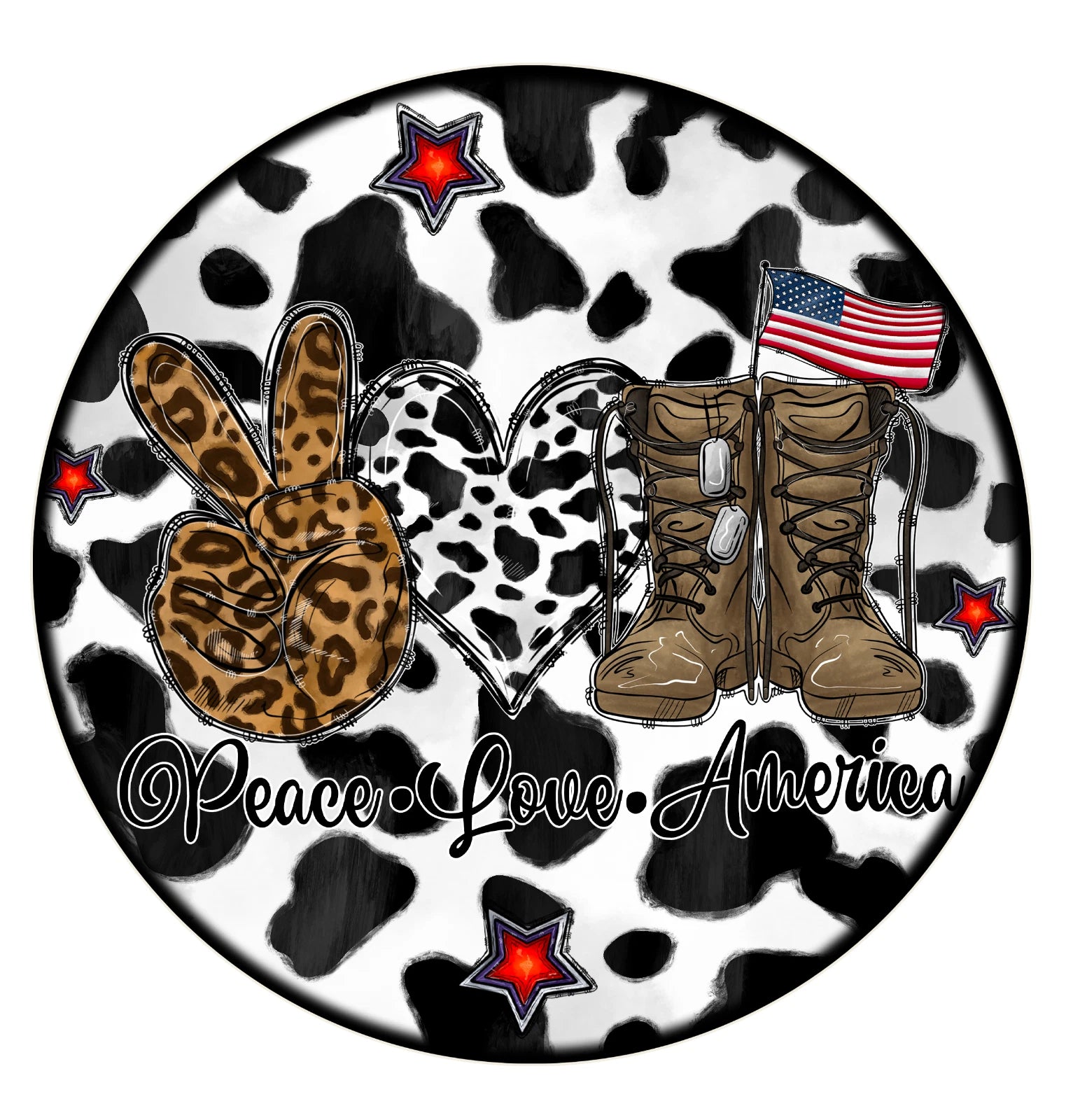 Peace Love America Wreath Sign