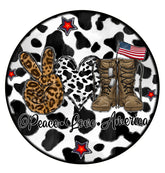 Peace Love America Wreath Sign