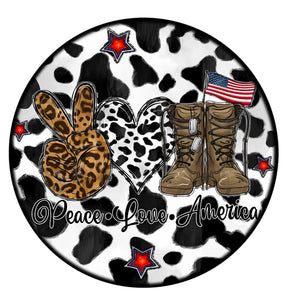 Peace Love America Wreath Sign