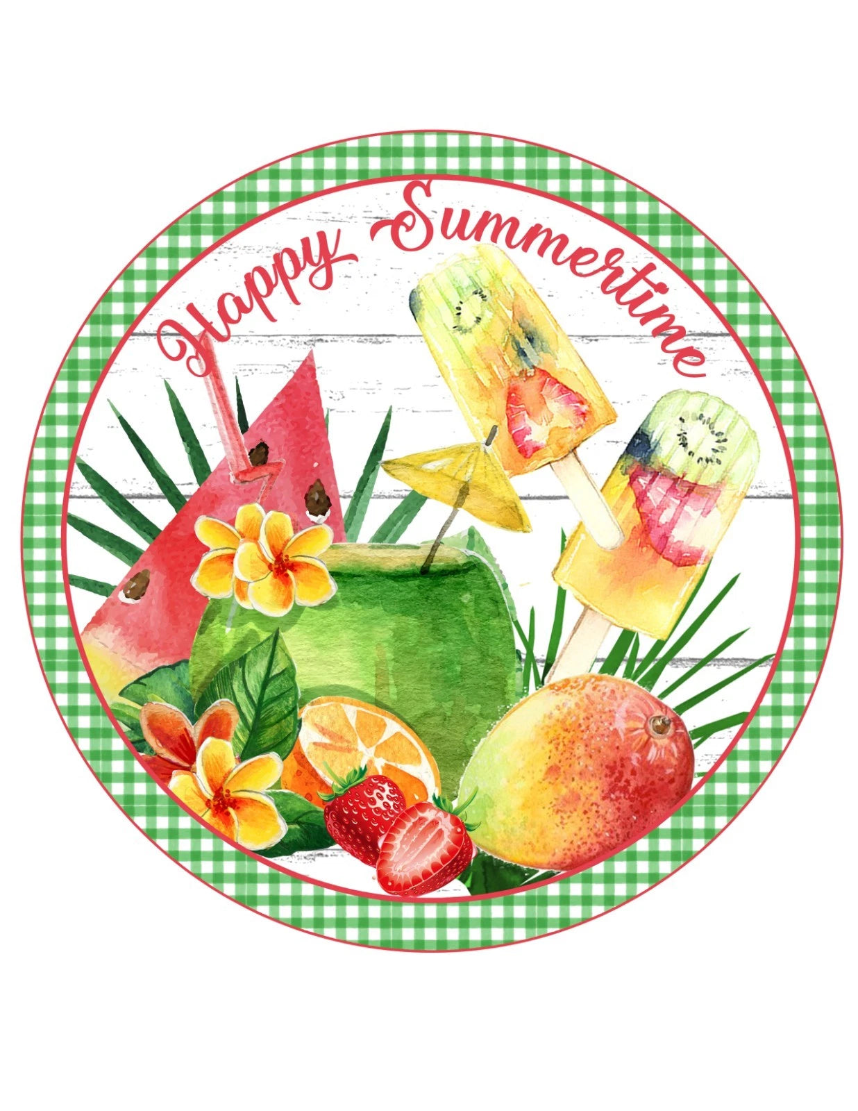 Happy Summertime Fruit Popsicle Wreath Sign