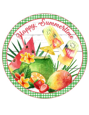 Happy Summertime Fruit Popsicle Wreath Sign