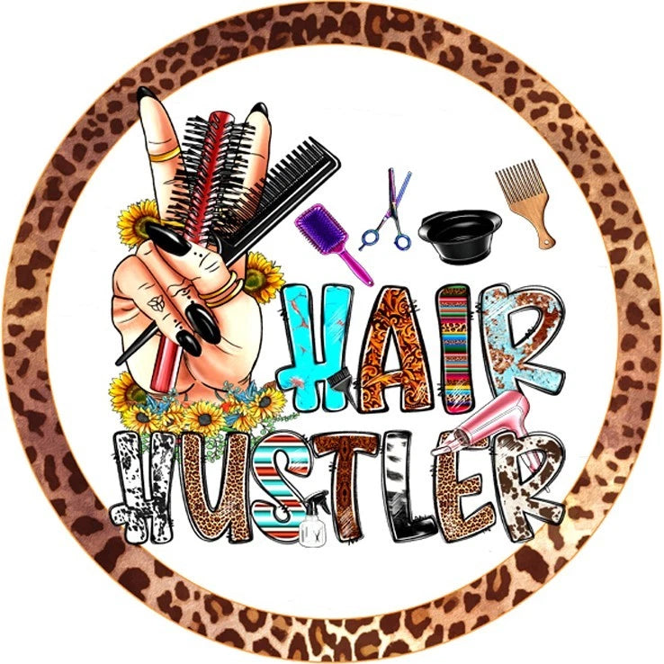 Hair Hustler Leopard Wreath Sign