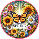 Hello Spring Butterfly Sunflower Wreath Sign