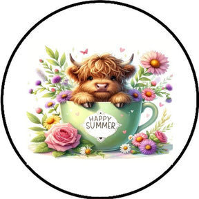 Summer Highland Cow Wreath Sign