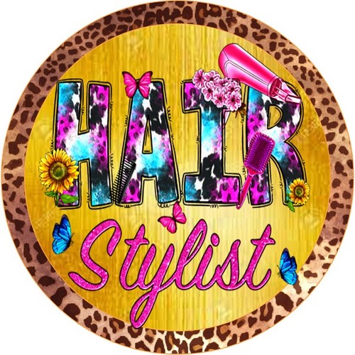 Hair Stylist Leopard Print Wreath Sign